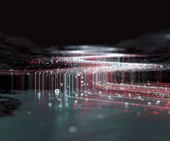 Abstract glowing data paths representing a high-volume ingestion pipeline